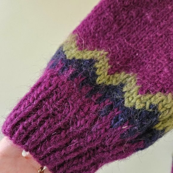 Fair Isle handmade crewneck long sleeve wool sweater women's size M/L - Picture 4 of 16